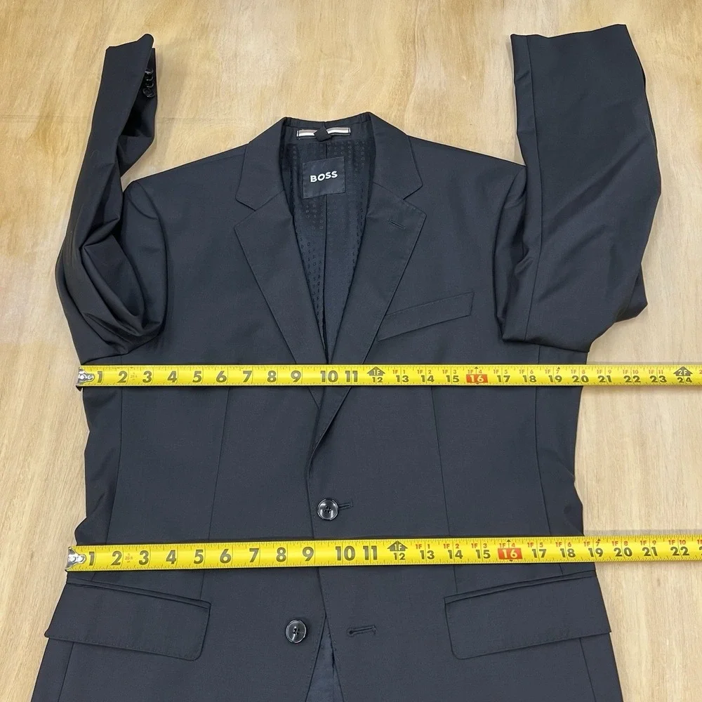 Hugo Boss Blazer Jacket Sport Coat Mens 38R Slim Fit Wool Black